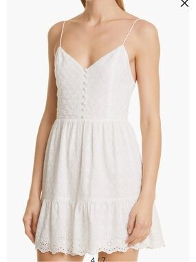 ALICE + OLIVIA | Fae White Eyelet Sleeveless Mini Dress